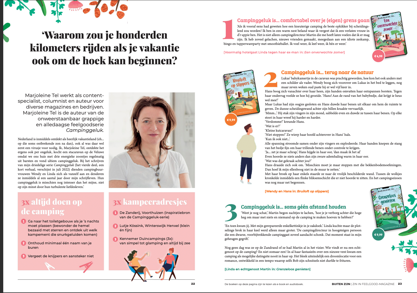 artikel Campinggeluk in magazine Zin in Feelgood